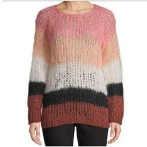 Maiami Mohair Knit Multi Colored Striped Sweater Anthropologie Medium